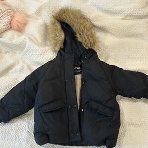 Zara jacket detachable fur size 12-18 months